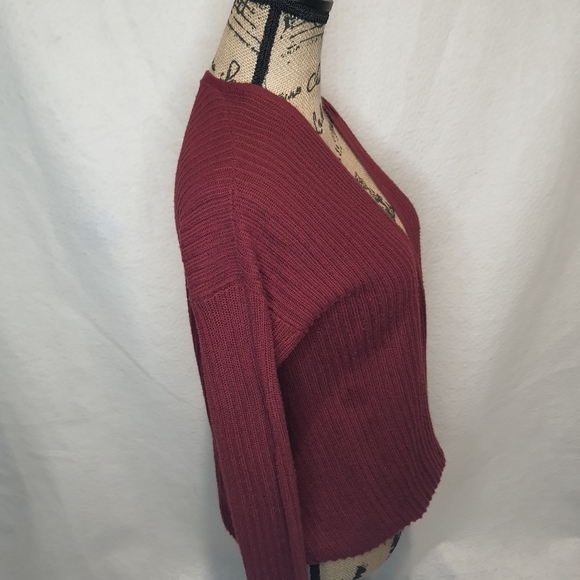 Hollister Womens Large Maroon Red Knit Wrap Sweater - Picture 4 of 11